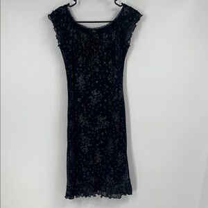 Vintage Candy Rocket Navy Blue Floral Glitter Dress Medium